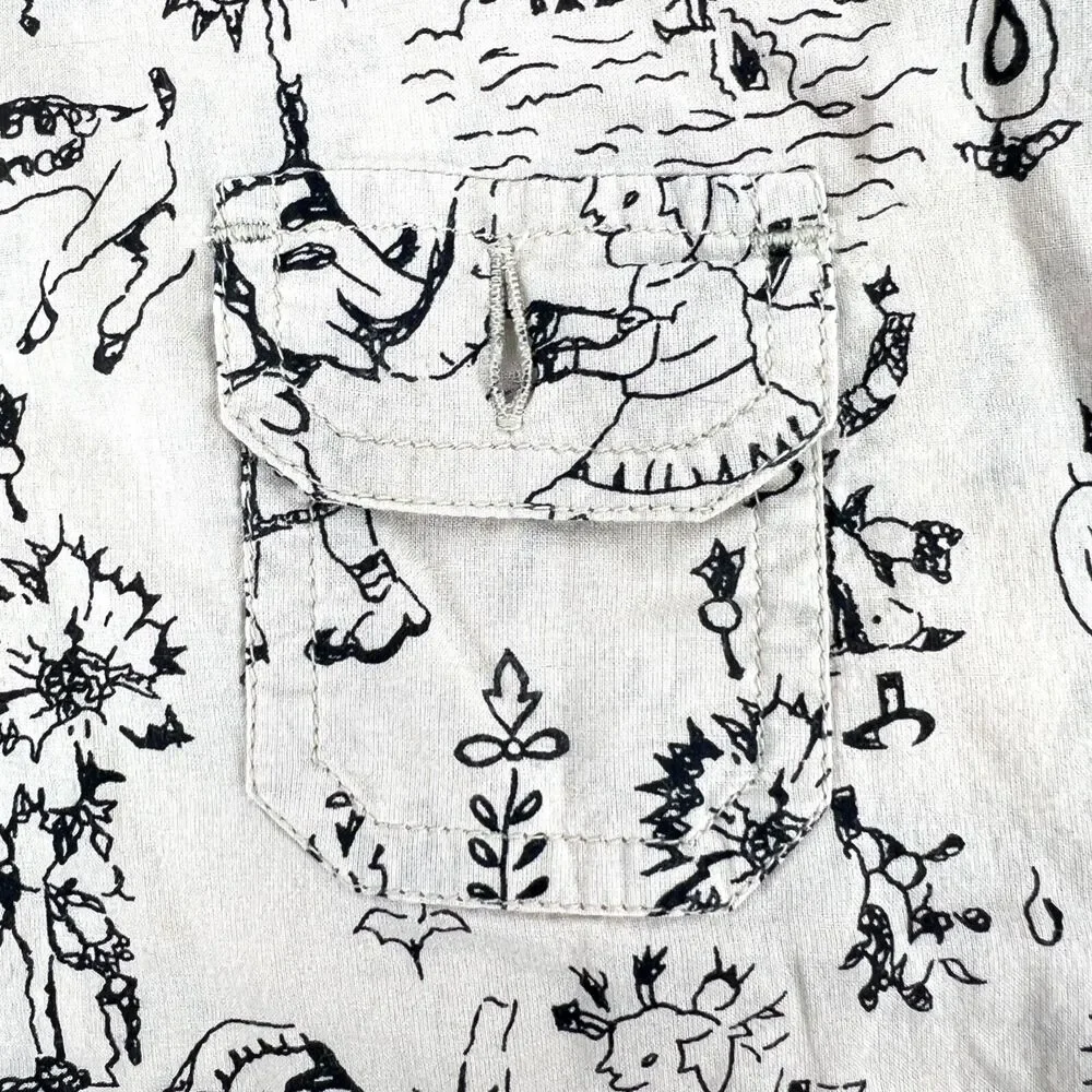 Chico's Tribal Print Button Up Shirt Pockets Chico's Size 1 - Womens 8 **READ**